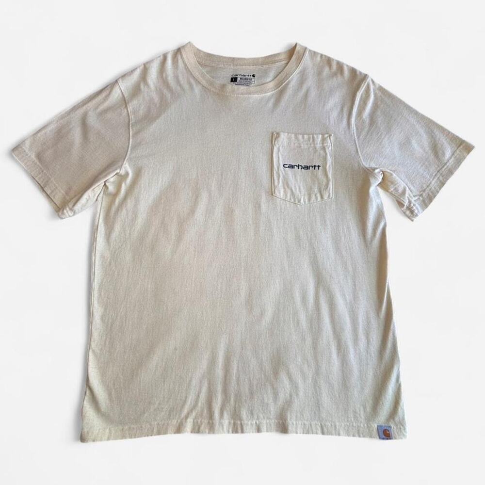 Carhartt Men's L Crew Neck T-Shirt Relaxed Fit Cream Casual